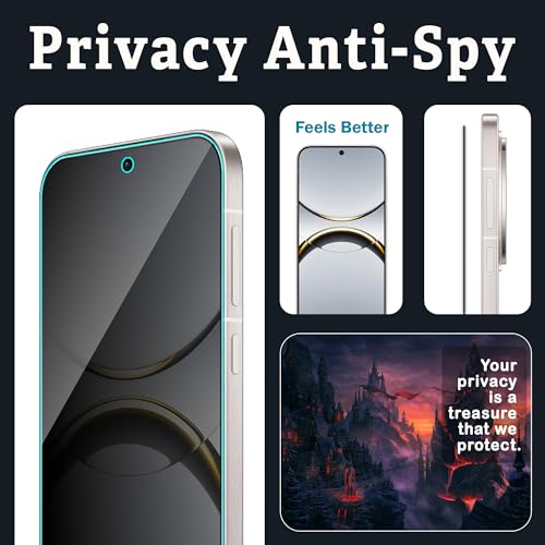 Image of ArmourPro Privacy Tempered Glass Compatible for OPPO Find X9 and X8 (6.59 Inch) Edge-to-Edge Protection Coverage with Easy Installation kit & Cable Protector | Anti-Spy Guard
