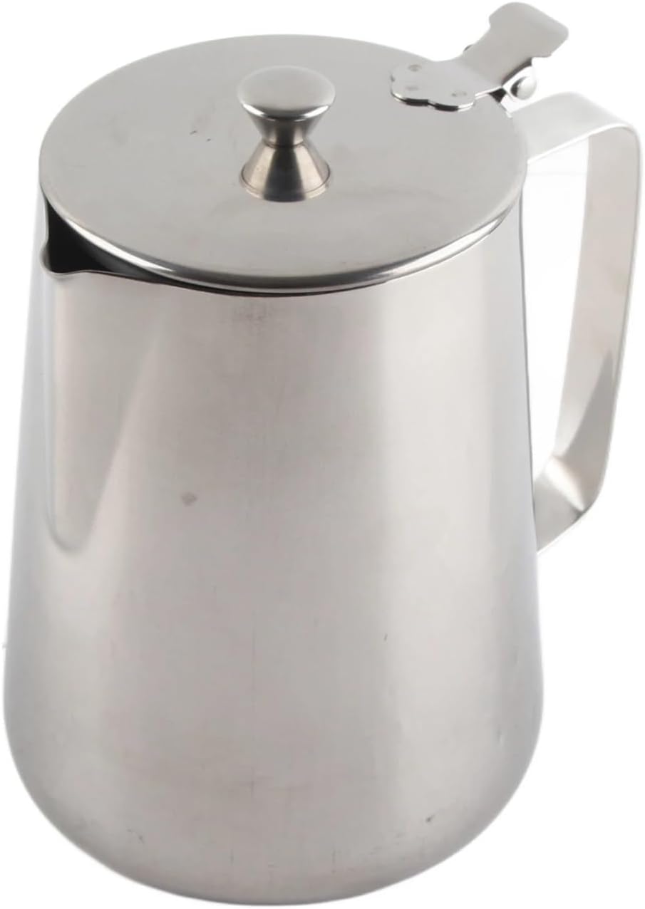 Stainless Steel Milk Creamer Frothing Pitcher With Lid Coffee Cup Mug Jug For Latte Art Barista Tool(1000ml)