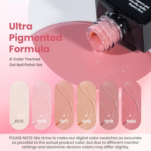 Image of Beetles Nude Pink Gel Polish - Vanilla Cloud Collection, 6 Colors Nude Pink gel polish Set Light Colors Soak Off Nail Art Manicure Salon Uv Led DIY at Home