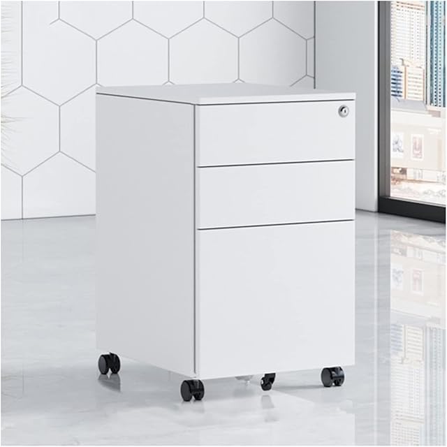 KIZQYN File Cabinet Office Floor-to-ceiling File Cabinet Movable Cabinet 3-Drawer Steel Mobile Push Cabinet Locker with Lock Low Cabinet Table Under Cabinet Vertical Filing Cabinet (Color : Grey)