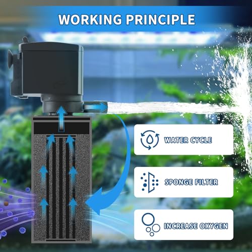 Image of coospider-repta Fish Tank Filter for 15-40 Gallon Tank, 160 GPH Crystal Clear Powerful Internal Aquarium Filters Submersible Pump& Filter System for Fish Tank & Turtle Tank