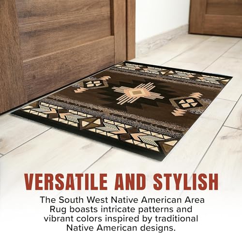 Tapete decorativo tribal YHSF chocolate 2.4x10.11 pies miniatura 7
