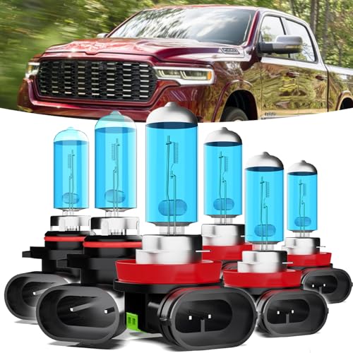 Image of Halogen Headlights Fit For Dodge Ram 2019-2020 without projector Headlight Bulbs,9005 /H10 /HB3 High Beam+ H11 /H8 /H9 Low Beam+ H11 Fog Light Combo,Plug And Play,Pack of 6