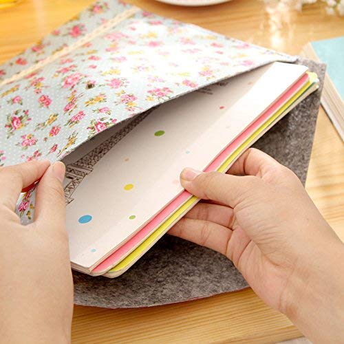Funny Live 4 Pcs Individualized Felt A4 Size Floral Pattern Document Folder With Snap Button Office Document Cash Coin Stationery Storage Organizer #TOP5
