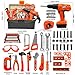 HYRENEE Kids Tool Set – 48 Piece Toddler Tool Set with Electronic Toy Drill& Tool Box,Pretend Play Kids Toys,Construction Kits Toys for Kids Ages 3 4 5 Years Old, Toddler Boy