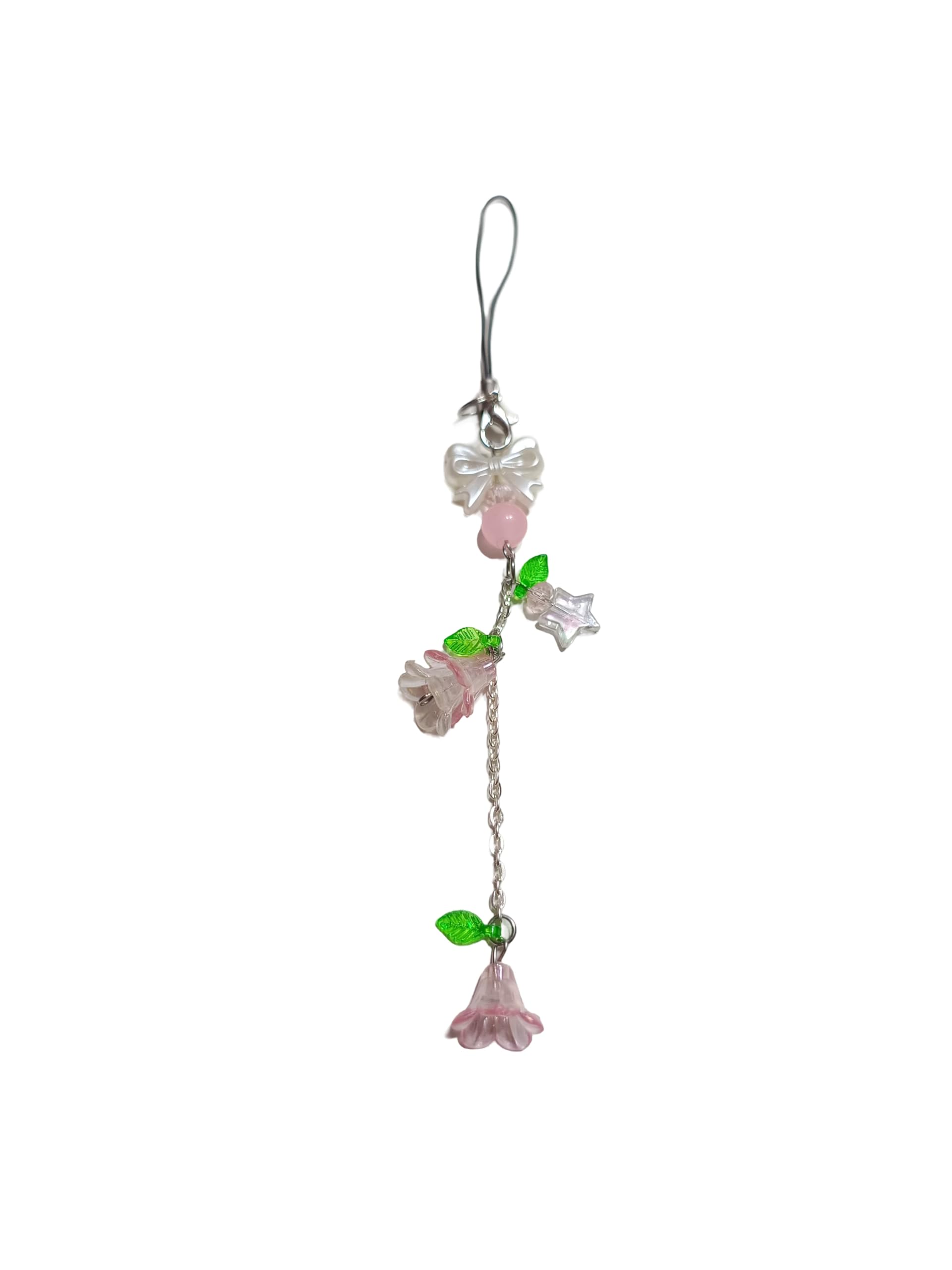 Cute Phone Charm Girls floral pink Bag Charm Cell Phone Charms Lanyard Acrylic Metal Chain Charm Phone Bag Charm Gift for Girls-image-30