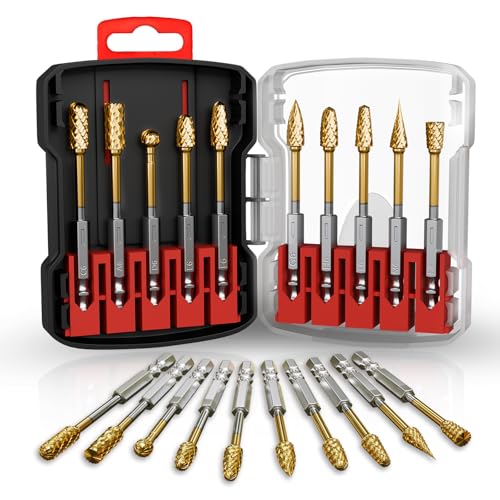 10 Best Die Grinder Bits for Metal: Top Carbide Burr Sets for Precision METOTY 10PCS Titanium Gold Carbide Burr Set for Die Grinder Bits, 1/4