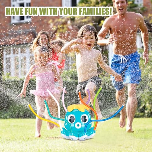 Tosekry Sprinkler Spielzeug ab 3 4 5 6 7 8 Jahre, Wasserspielzeug Kinder Outdoor Spielzeug ab 3-8 Jahre, Kinderspielzeug ab 3 Jahre Rasensprenger Outdoor Spiele für Kinder(Oktopus-Blau)