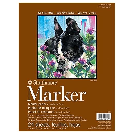 Strathmore Bloc Encolado 22,8x30,5 24H Marker (400) 190g Blanco, Acrílico, Multicolor, 0.15 x 8.9 x 11.9 cm