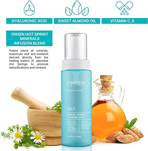 Onsen Secret Japanese Cleansing Milk Face Wash, Anti Aging Gentle Cleanser, Makeup Remover, Cleansing Milk For Sensitive Skin, All Natural, Purifying Organic, Non Foaming Facial Cleanser - 150 Ml #TOP3