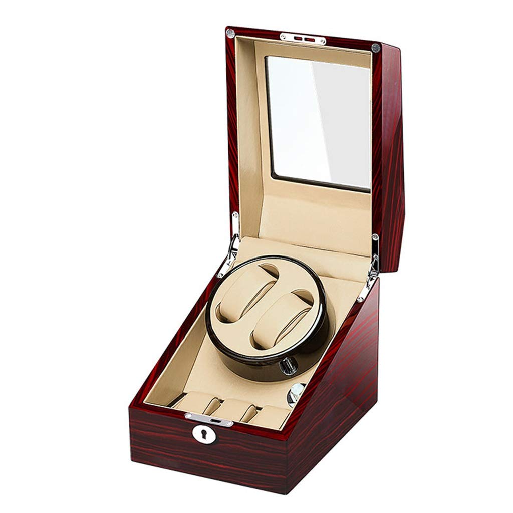 Cajas para Relojes con Doble bobinador automático, Expositor Giratorio con 2+3 Posiciones, Pintura de Piano, Motor silencioso y 5 Modos.,B