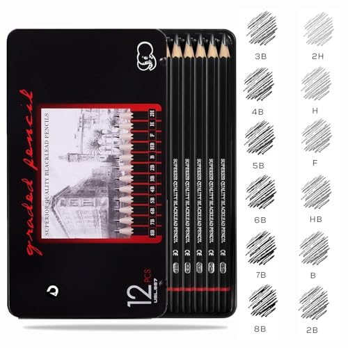 Image of DaKos Professional Sketching Set for Artists, Drawing Tool Kit for Beginners, Complete Sketching Pencil Set for Kids with Easy Carry Canvas Rolling Pouch & Storage Box (50 Pcs.)