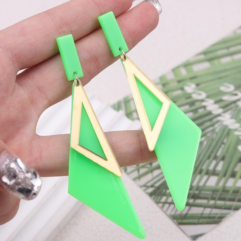 Retro 80s 90s Neon Earrings Acrylic Triangle Star Creative Exaggerated Fluorescent Earrings for Women's Party Jewelry Gifts - Image 4