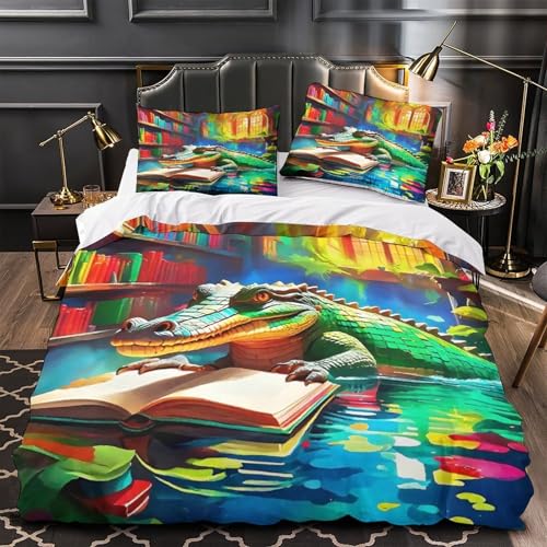 Housse de couette crocodile imprimé 3D avec fermeture éclair