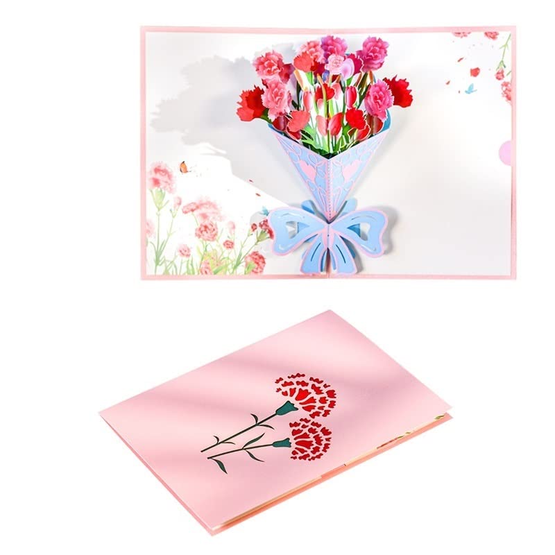 Glückwunschkarte Pop -UP A. Blumenstrauß der Nelken Blumen Karte Geburtstagsgeschenkkarten Mütter Thanksgiving Day-Gruß-Karte (10-Packung)