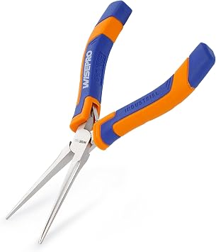 Mini Needle Nose Pliers, 6 Inches Straight/Bent Small Long Nose Pliers with Comfort Handle for Wire Wrapping, Electronic Repair, Jewelry Making