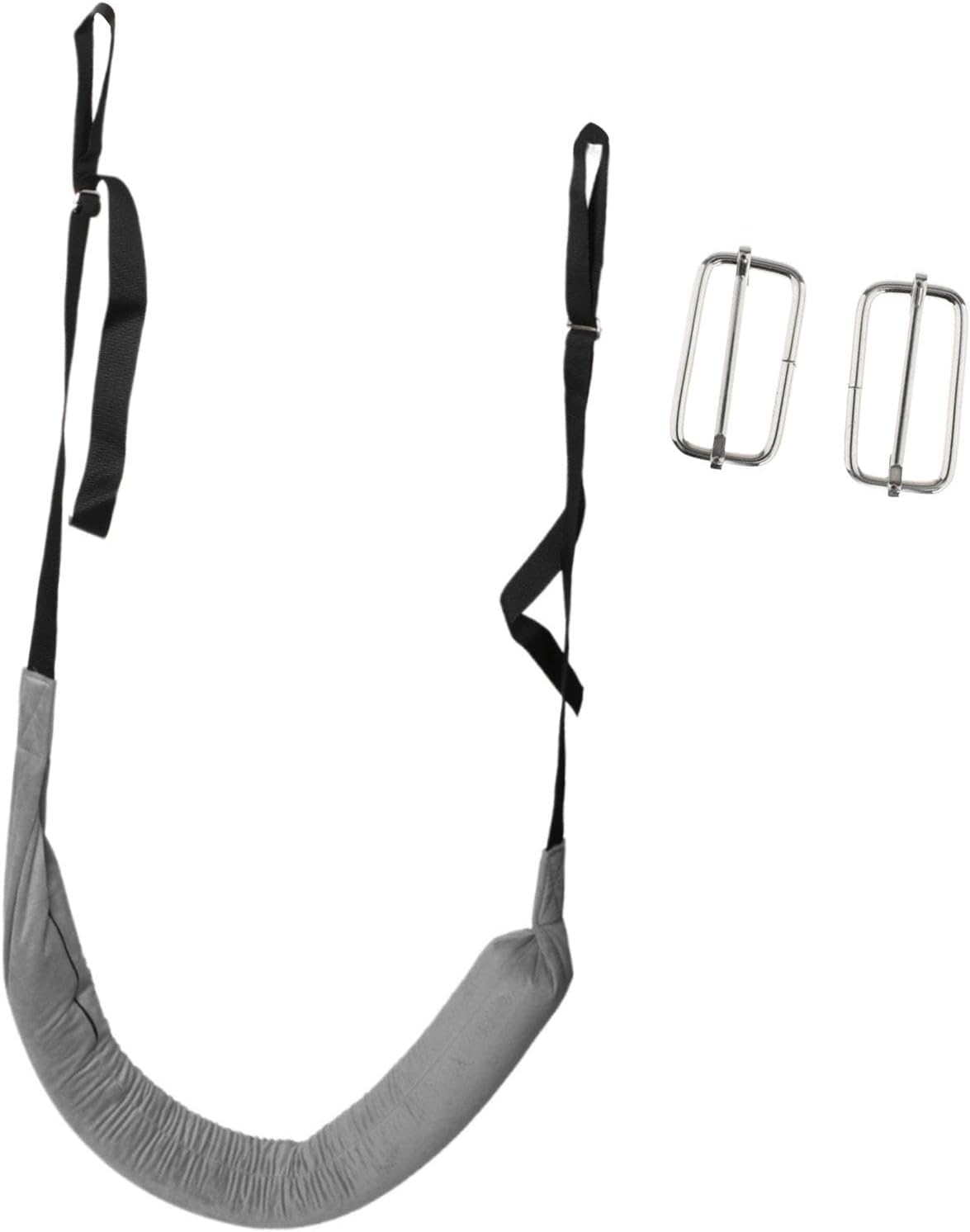 Traction Stretch Strap Lumbar Traction Device Spinal Decompression Adjustable Family Portable Lightweight Back Traction Belt- With Buckle Grey