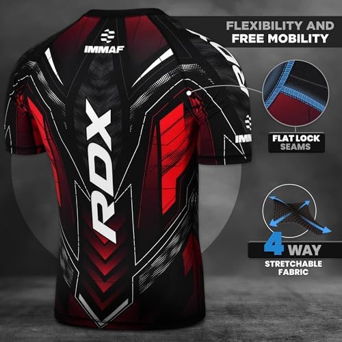RDX Maglietta A Compressione Mezza Manica Uomo – Approvata IMMAF Per Competizioni MMA E Allenamenti