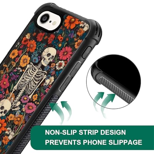 DAIZAG Case for iPhone 16e,Four Corners with Bumper Shockproof Anti-Scratch Protection Phone Case for Man Women-Beautiful Skeleton Flower - image 5