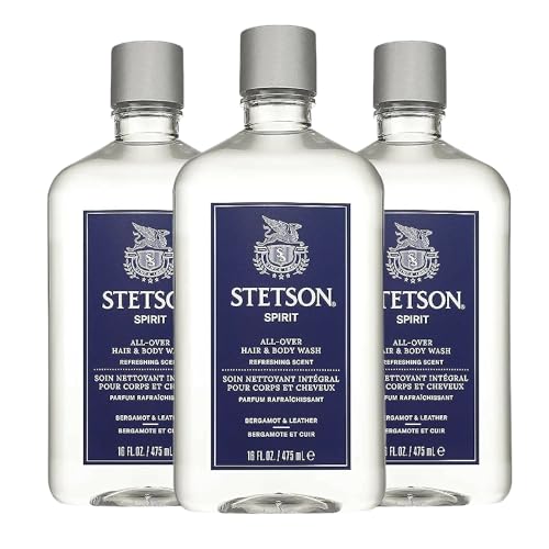 SCENT BEAUTY STETSON Personal Care All Over Hair & Body Wash Moisturizing Body Wash & Shampoo - 16 oz - 3 Pack - Spirit