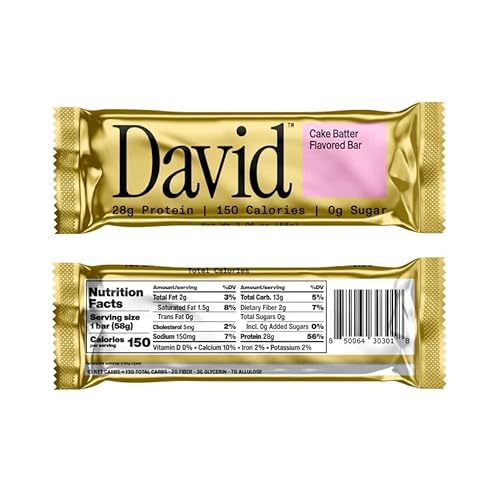 David Protein Bar Protein Cake Batter 2.05 oz (Pack of 12)