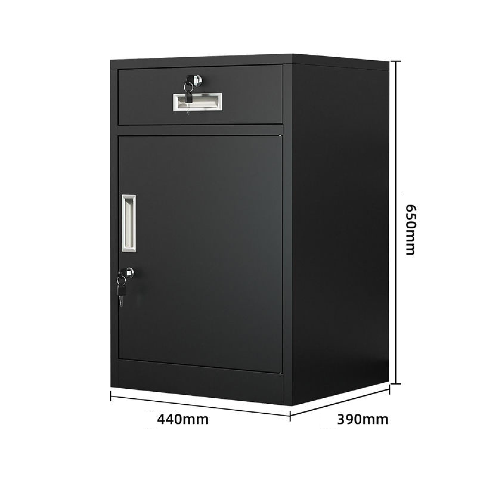 Cabina chiudibile a chiave per archiviare i pasti con ripiani e cassetti regolabili Soluzione nera Sorage per casa e ufficio Organizza documenti e forniture per ufficio in modo efficiente