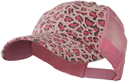 MG Women's Print Mesh Canvas Trucker Baseball Cap Hat (Pink Leopard)