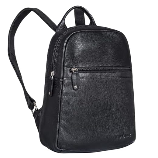 ROYALZ 'Pennsylvania' petit sac à dos homme/femme cuir cuir vintage sac à dos petit sac à dos de ville sac à dos cuir véritable, Couleur:Noir