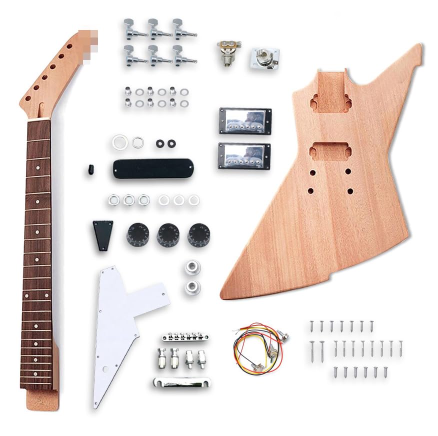 Electric Guitar Kit Rosewood Fretboard Guitar Neck and Guitar Body with All Components Included Electric Guitar Kits Build Your Own (TZ-45)