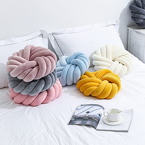 Slanke Knot Pillow Ball Large Decorative Throw Pillows 13.8 Inch Soft Velvet Round Knotted Pillow For Home Bed Room Couch Decor Office Sofa Decoration Cushion Plush Pillow Beige #TOP5