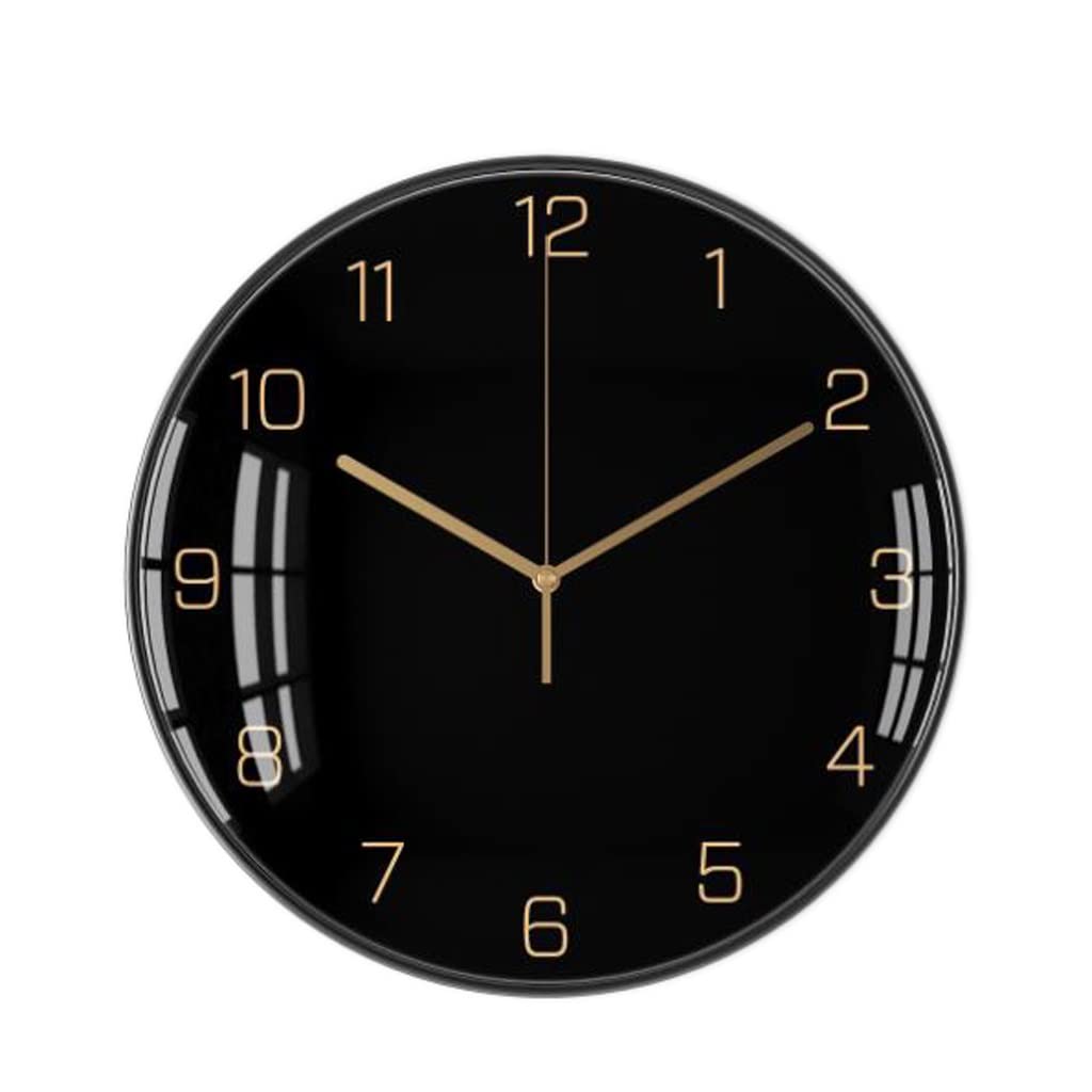 Horloge murale de salon noire avec montre de maison électronique muette