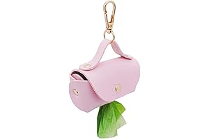 Leather Pink Poop Bag Dispenser For Leash