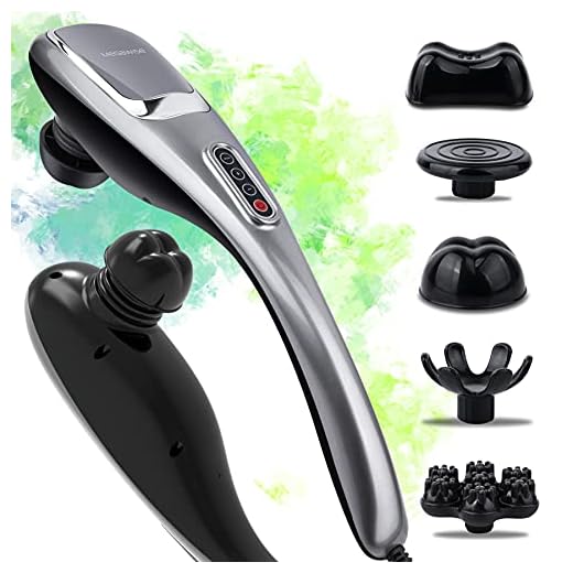 MegaWise Massager Handheld Deep Tissue Neck Back Massager for Shoulders, Waist, Legs, 3600 RPM Powerful Motor Electric Neck Massager with 5 Nodes & 5 Speeds, Knotty Muscle Relief