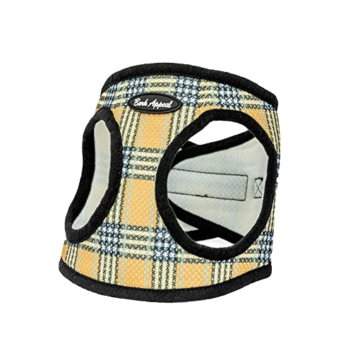 Bark Appeal Step-In Dog Harness, Mesh Step In Dog Vest Harness For Small & Medium Dogs, Non-Choking With Adjustable Heavy-Duty Buckle For Safe, Secure Fit – (Small, Tan Plaid) #TOP16