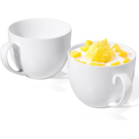 White Bone China Coffee Mugs, 22 oz Lightweight Porcelain Mugs Set of 2