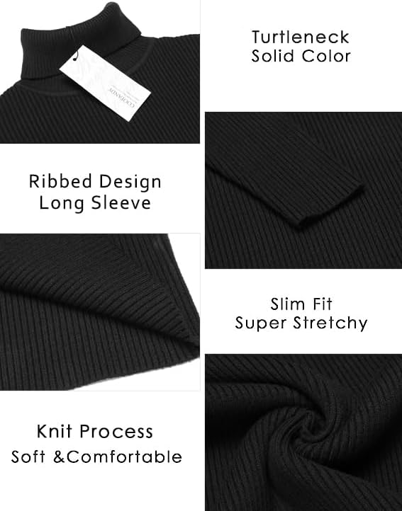 COOFANDY Mens Ribbed Slim Fit Knitted Pullover Casual Turtleneck Sweater - Image 6