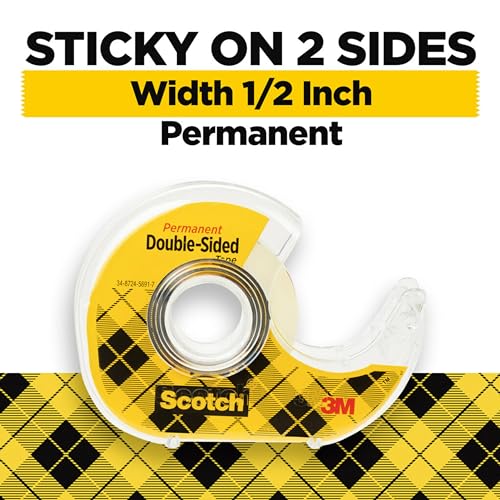 Image of Scotch Permanent Double Sided Tape, Card Making and Holiday Scrapbooking Supplies, Alternative to Gift Wrap Tape for Wrapping Presents, 0.50 in. x 500 in., 6 Rolls with Dispensers
