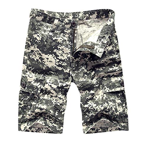 AKIMPE Cargo Short Fashion Mens Casual Multi Pocket Beach Work Classic Fit Relaxed Loose Cotton Flex Waist Side Elastic Ripstop Lightweight Premium Big and Tall Outdoor Pants Utility Trouser Green