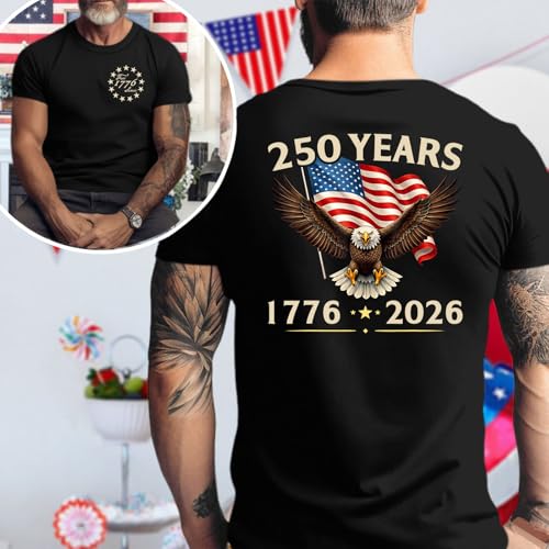 Image of Ithalt Men's American Flag Shirt 4th of July T-Shirt USA Patriotic Tee Shirt Independence Day Top