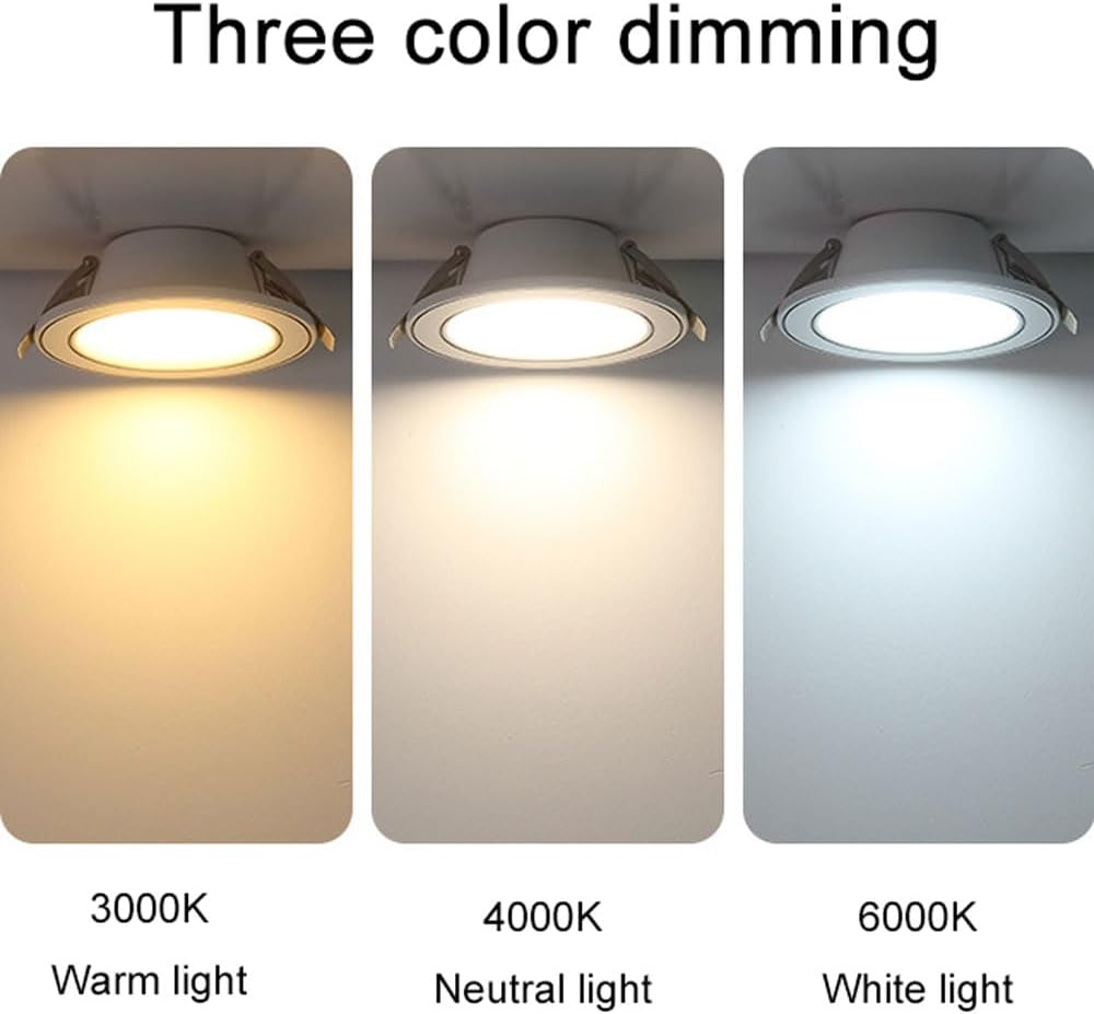 4.8W Aluminum LED Downlights, Recessed Ceiling Light with Baffle Trim, Dimmable Ceiling Lighting Fixtures, Sliver Flush Mount Downlights for Living Room, Dining Room, Office 4 Pack