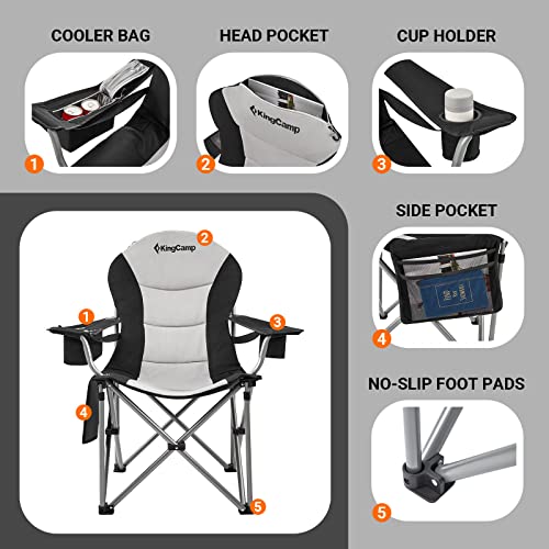 KingCamp Folding Portable Camping Chairs KC2008_BLACK/MEDIUMGREY-US の商品画像 4
