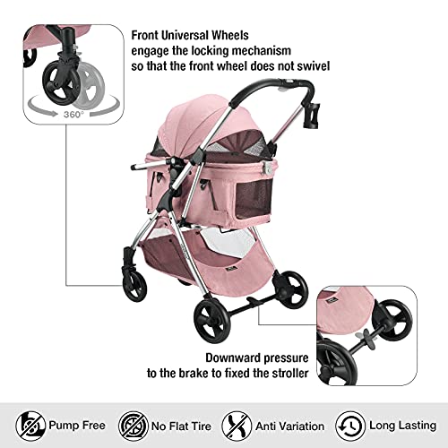 Veehoo Foldable Pet Stroller - Detachable Travel Carrier for Dog Cat and Small/Medium Pets, All in One Multifunction… - Image 4
