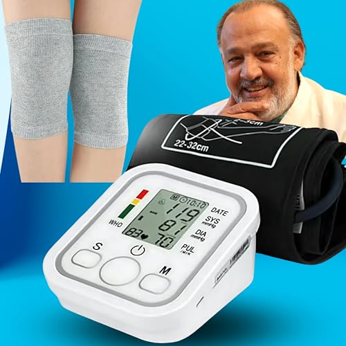 Image of Aika Combo Pack: Digital Blood Pressure Monitor with Voice Guidance & M-Size Knee Cap | Accurate Health Monitoring and Joint Support