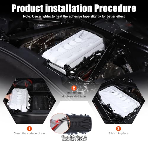 Image of for Corvette C8 Engine Cover Trim Compatible with Corvette C8 2020-2025 Stingray E-Ray Z51 Engine Bay Protection Panel Cover Trim Exterior Accessories ABS (White)