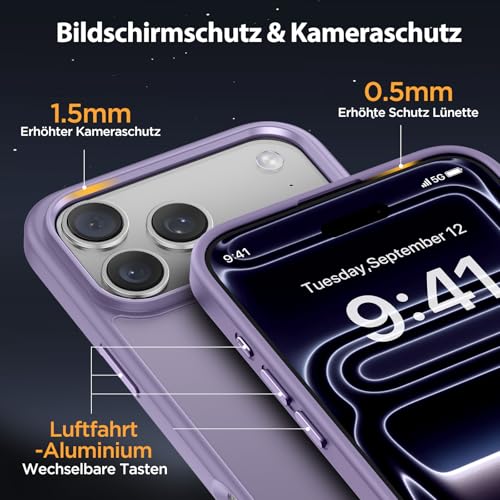 Coque rigide velours iPhone 17 Pro Max Miracase protection haut de gamme - 6