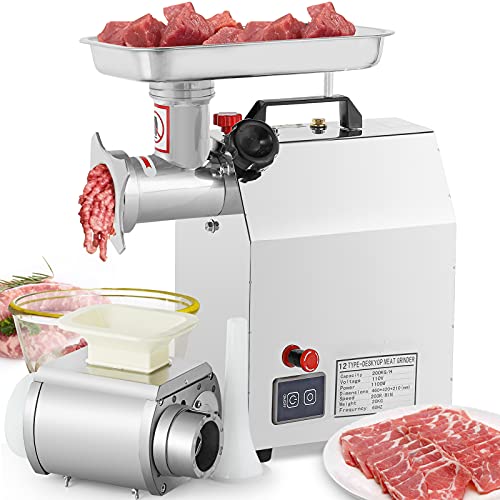 ❤ Crazy Deals Moongiantgo Commercial Meat Grinder 1.5HP Electric Meat Grinding Machine Heavy Duty Sausage Stuffer Low Noise 441 LBS/H Stainless Steel Mincer Cutter for Restaurant Butcher Beef Venison Fish Bones