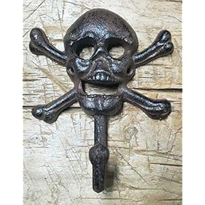 Miabe cast iron supplies for skull and crossbones towel hanger coat hat hooks hook pirate jolly roger for home decorbrown  urban country home decor