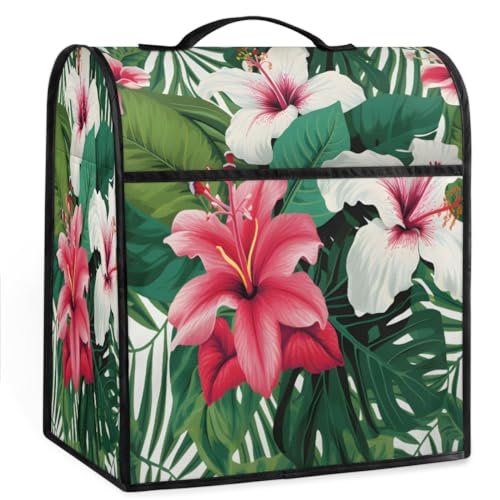 Coffee Maker Cover Flower Tropical Leaf Kitchen Appliance Covers Small Appliance Covers Blender Cover Juicer Cover Dust Covers for Kitchen Appliances with Top Handle and Pockets,Washable,C393