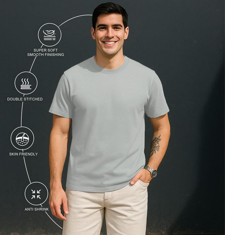 Image of Sleepynuts Men's Regular Fit Round Neck Half Sleeves Solid Casual Wear T-Shirt
