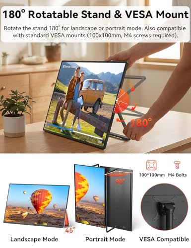Image of HotYeah Portable Smart TV, EDLA-Certified, 23.8 inch 1080P 2-in-1 Rolling TV & Monitor, w /Built-in 10000mAh Battery, Support Voice Control, USB-C & HDMI, 180 Adjustable Kickstand